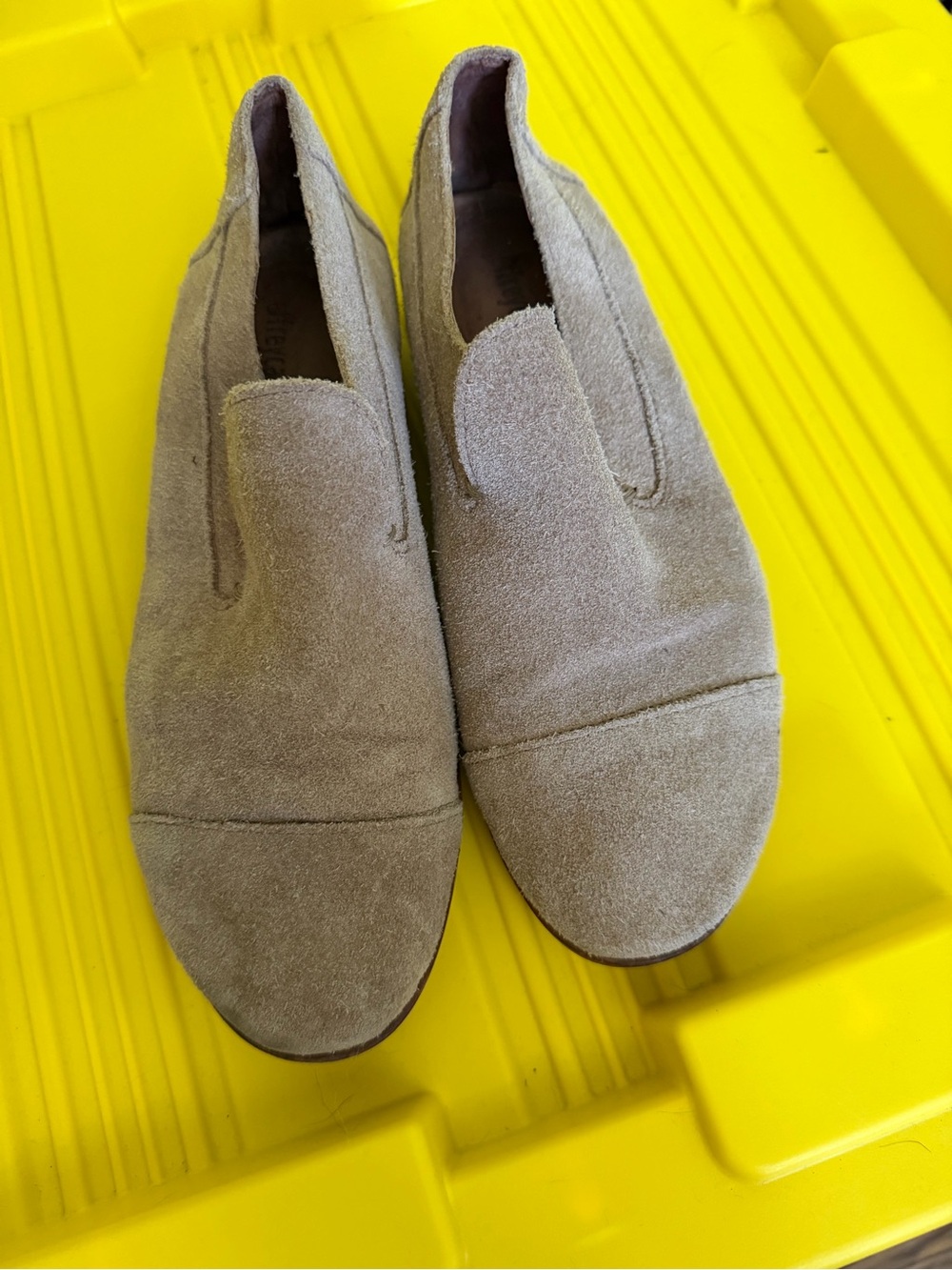 Jeffrey Campbell Suede Slip-On Loafers in Light Taupe